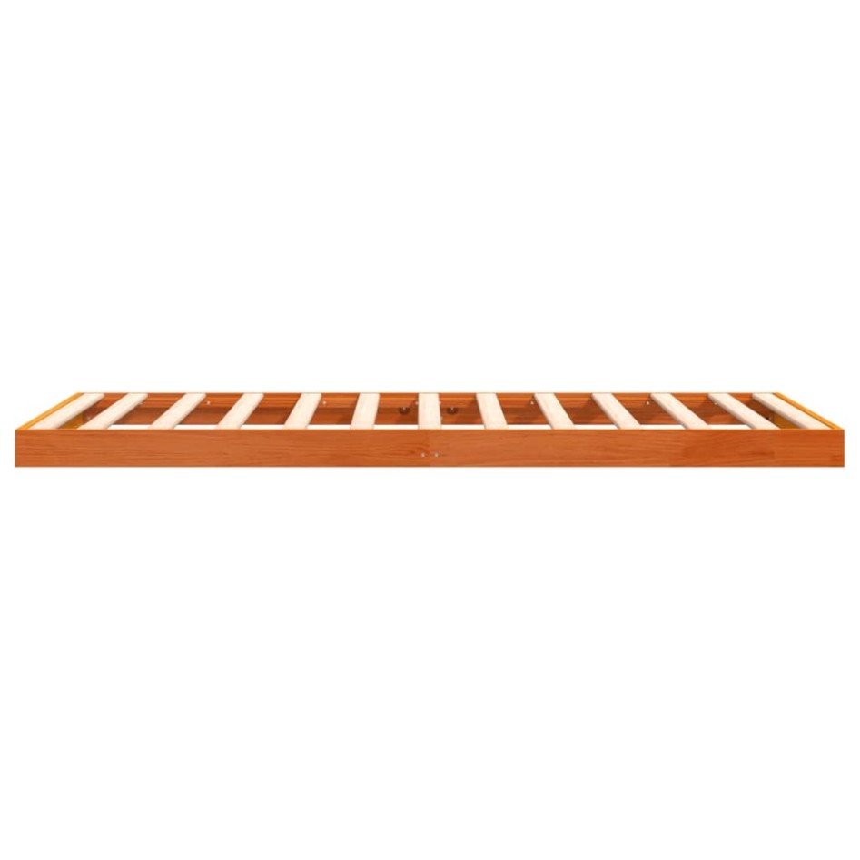 Estructura de cama madera maciza pino marrón cera 100x200
