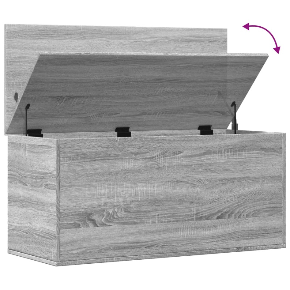 Caja de almacenaje madera ingeniería gris Sonoma 100x42x46