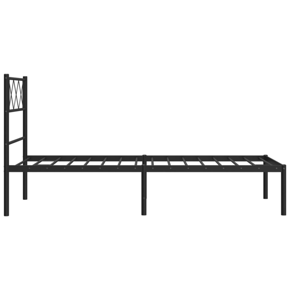 Estructura cama sin colchón con cabecero metal negro 75x190
