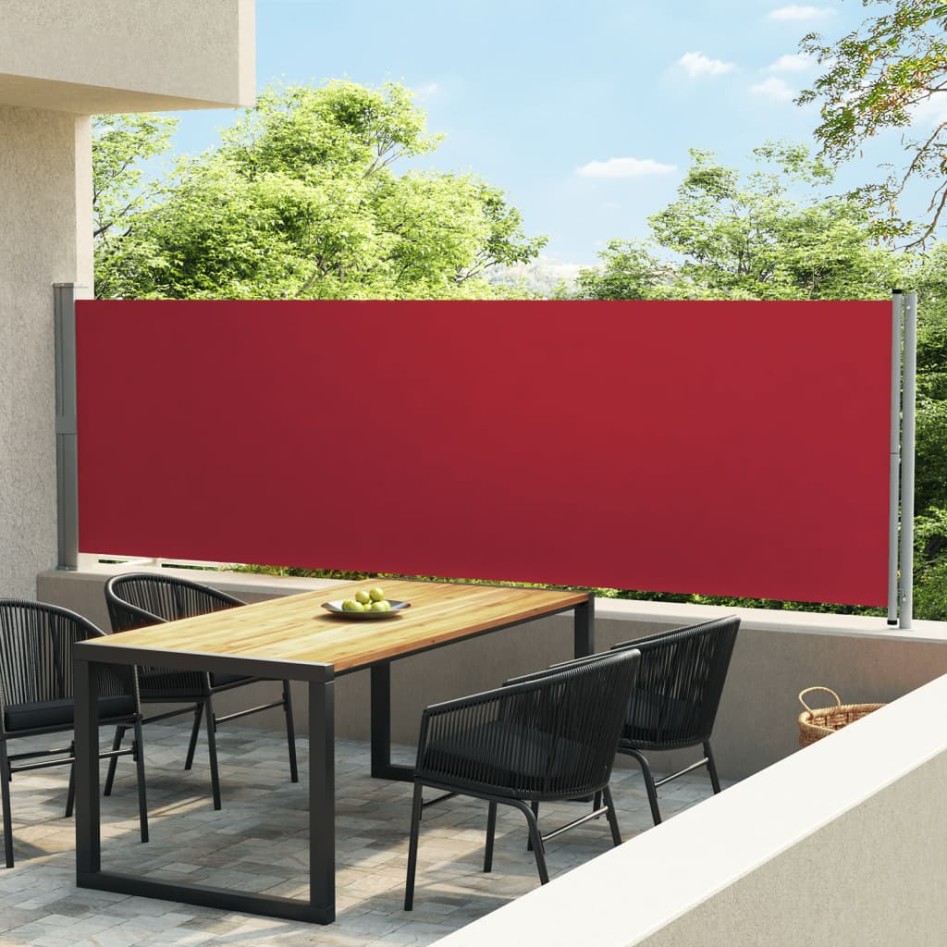 Toldo lateral retráctil para patio rojo 140x600