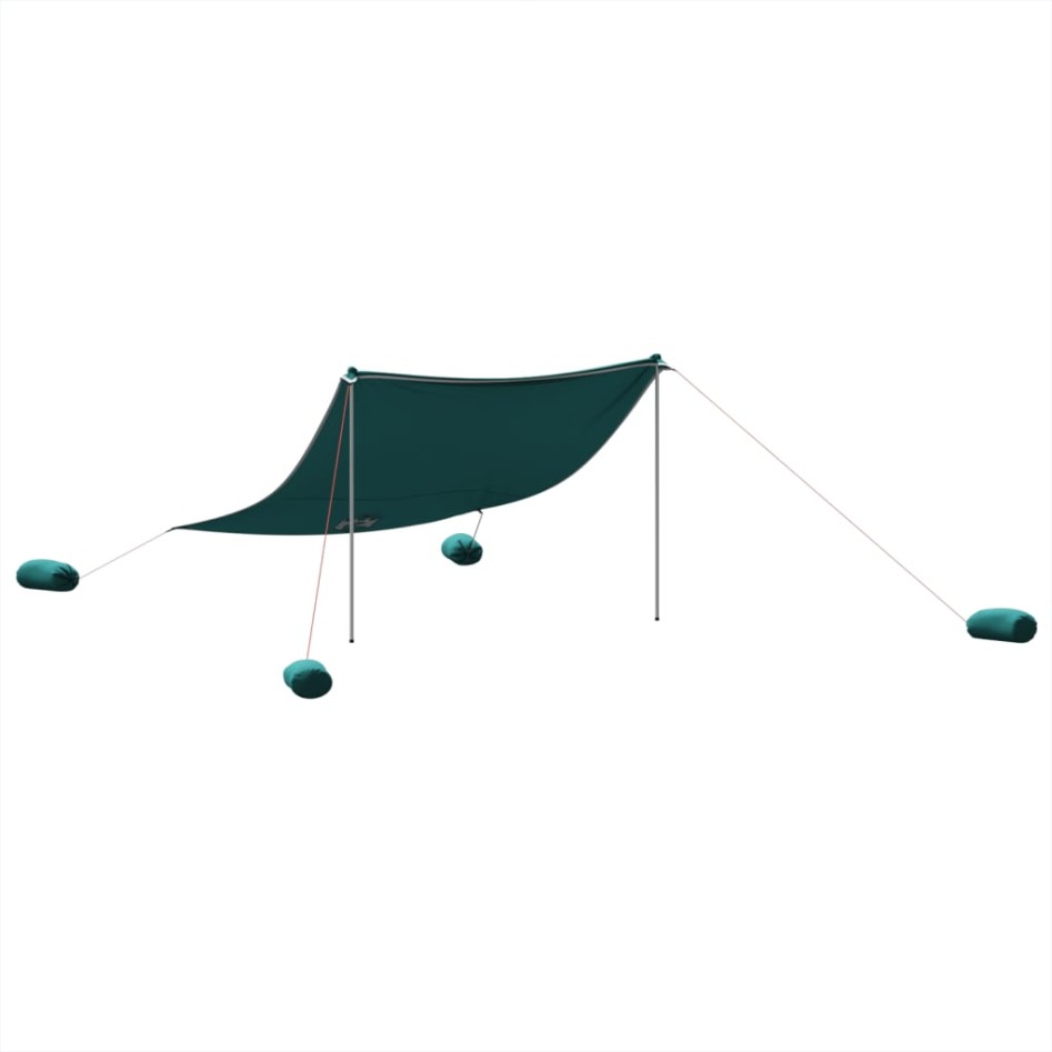 Toldo de playa con anclas de arena verde 304x300
