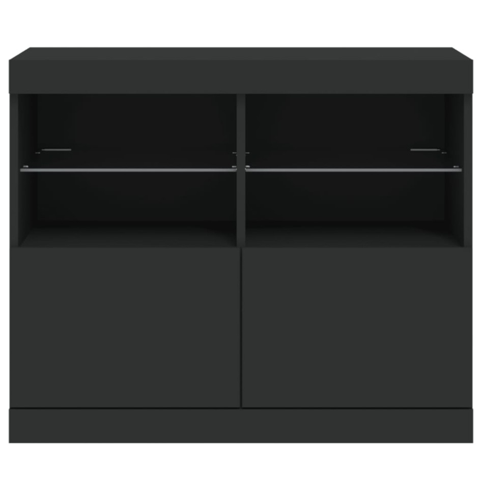 Aparador con luces LED negro 81x37x67