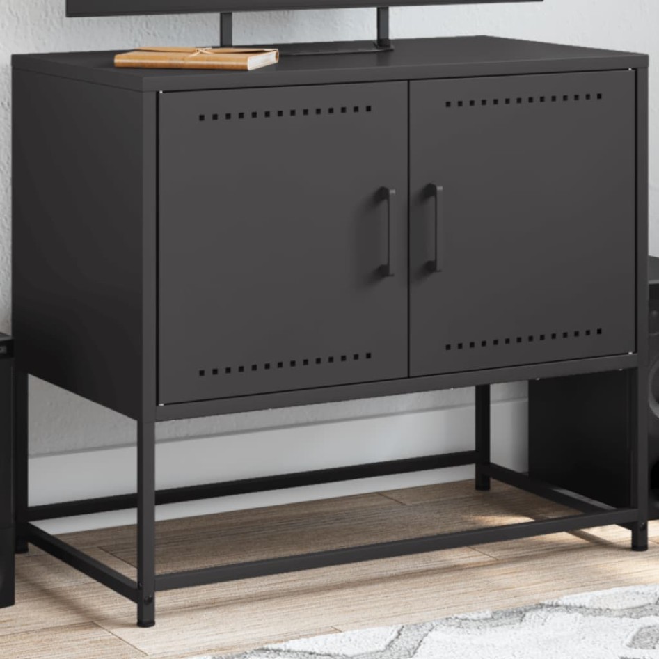 Mueble para TV de acero negro 68,5x39x60,5