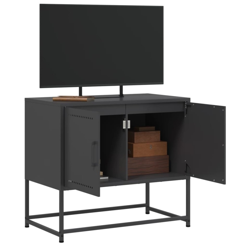 Mueble para TV de acero negro 68,5x39x60,5