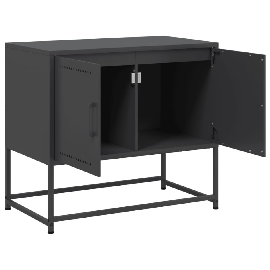 Mueble para TV de acero negro 68,5x39x60,5