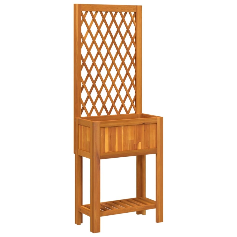 Jardinera con enrejado y estante acacia maciza 55x29,5x152