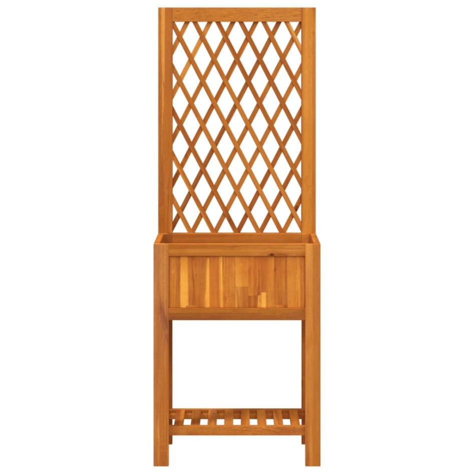 Jardinera con enrejado y estante acacia maciza 55x29,5x152