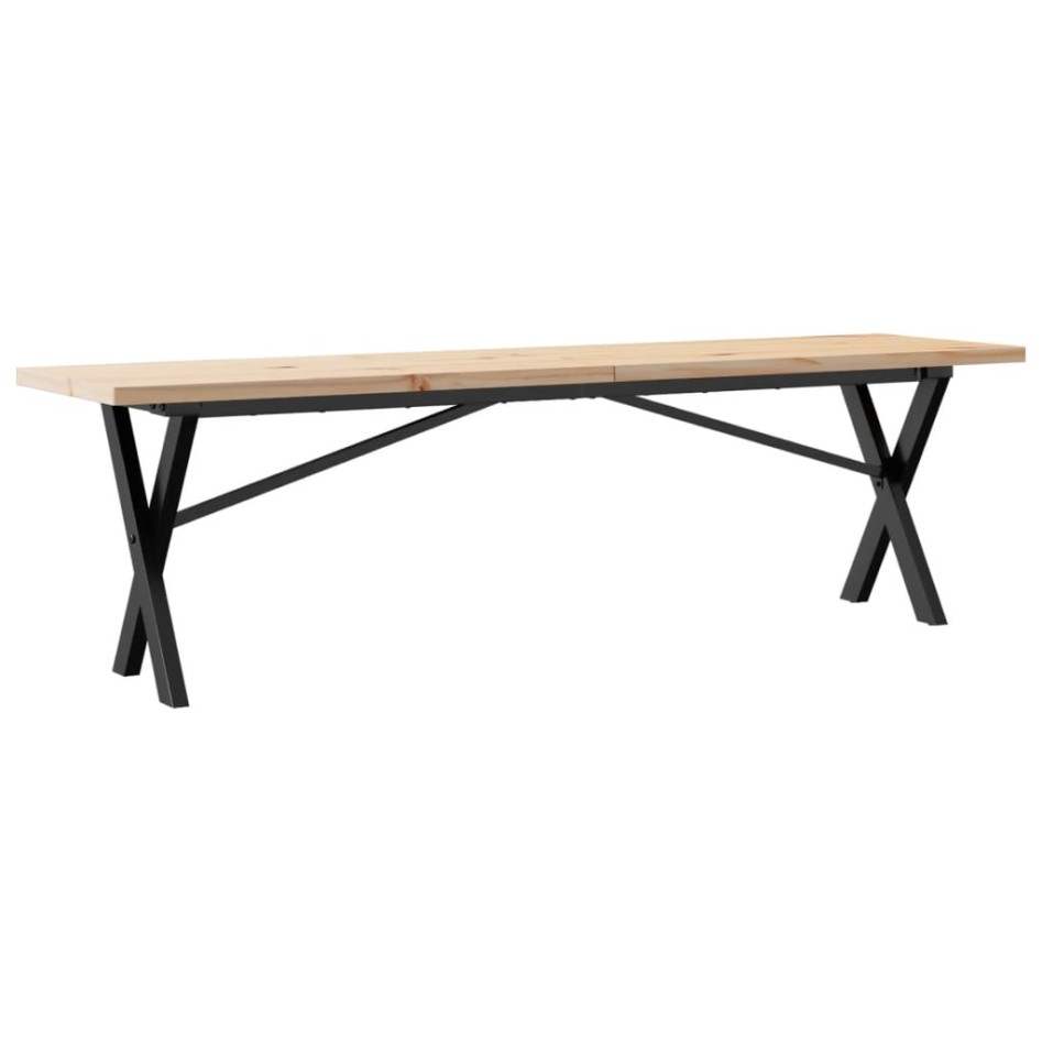 Mesa de centro marco X madera maciza pino y acero