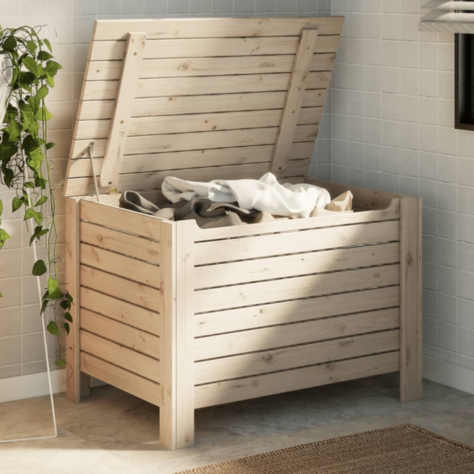 Caja de almacenaje con tapa RANA madera maciza pino 80x49x54