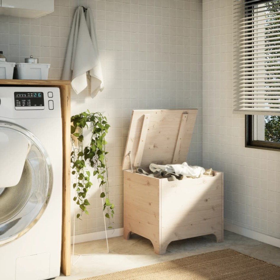 Caja de almacenaje con tapa RANA madera maciza pino 60x49x54