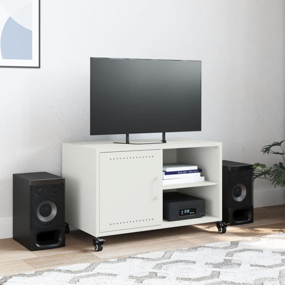 Mueble de TV acero blanco 68x39x43,5