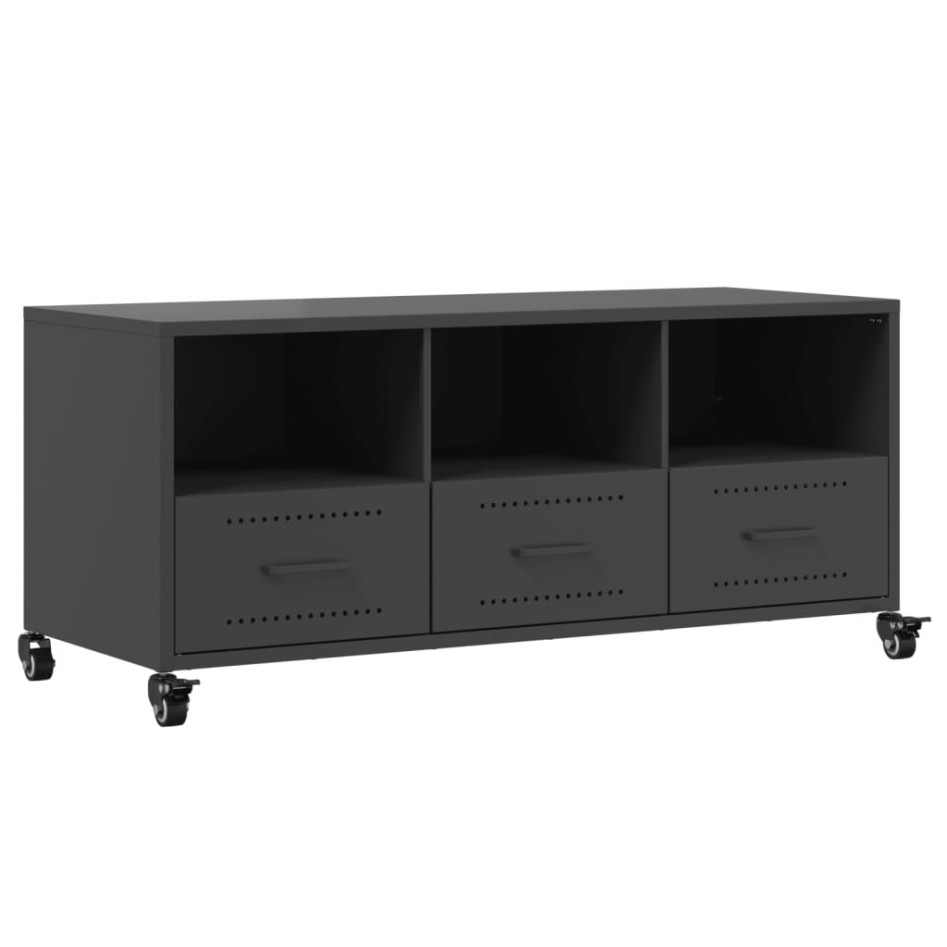 Mueble de TV acero negro 100,5x39x43,5