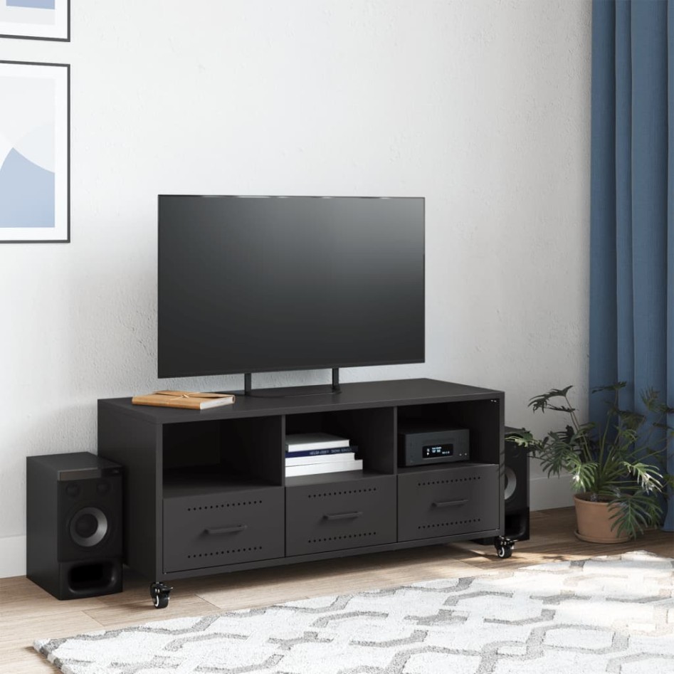 Mueble de TV acero negro 100,5x39x43,5