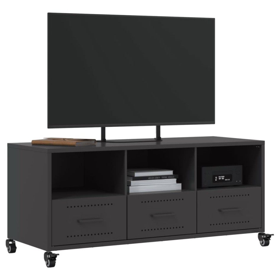 Mueble de TV acero negro 100,5x39x43,5