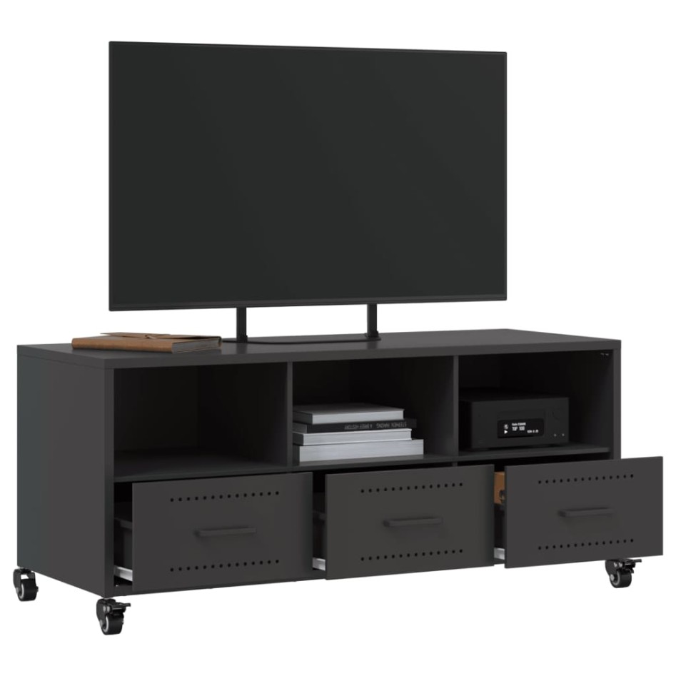 Mueble de TV acero negro 100,5x39x43,5