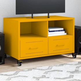 Mueble TV acero laminado en frío amarillo mostaza 68x39x43,5
