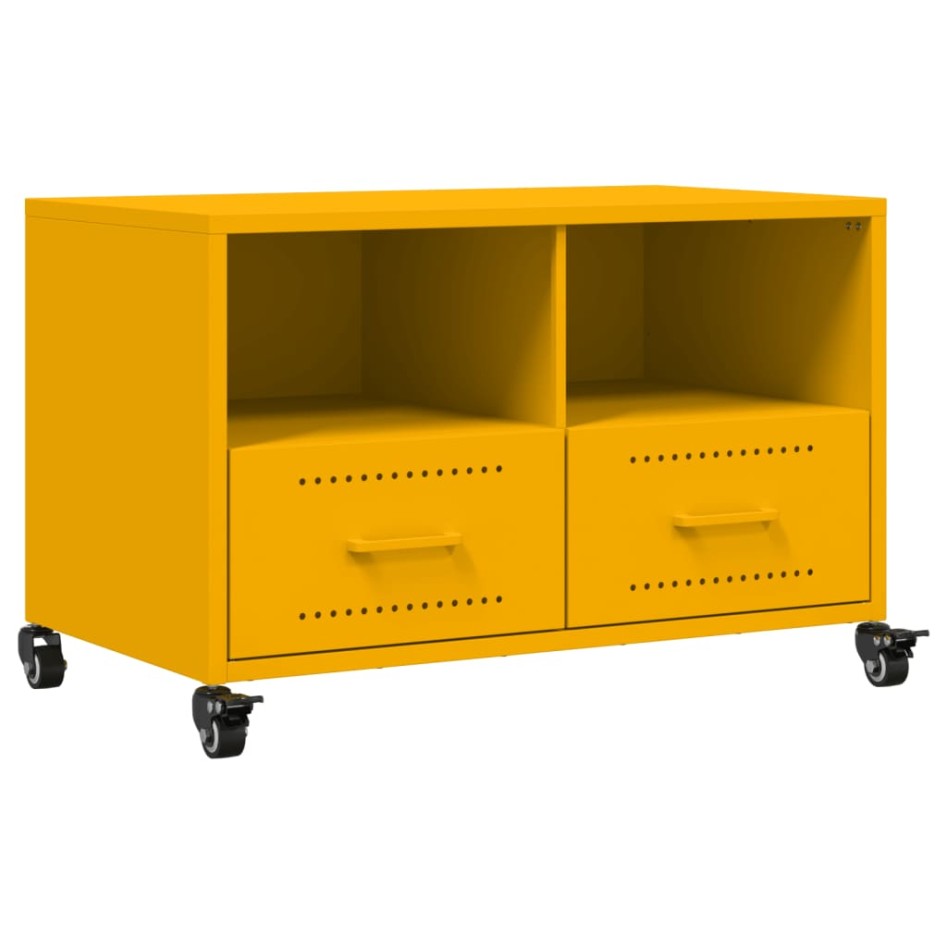 Mueble TV acero laminado en frío amarillo mostaza 68x39x43,5