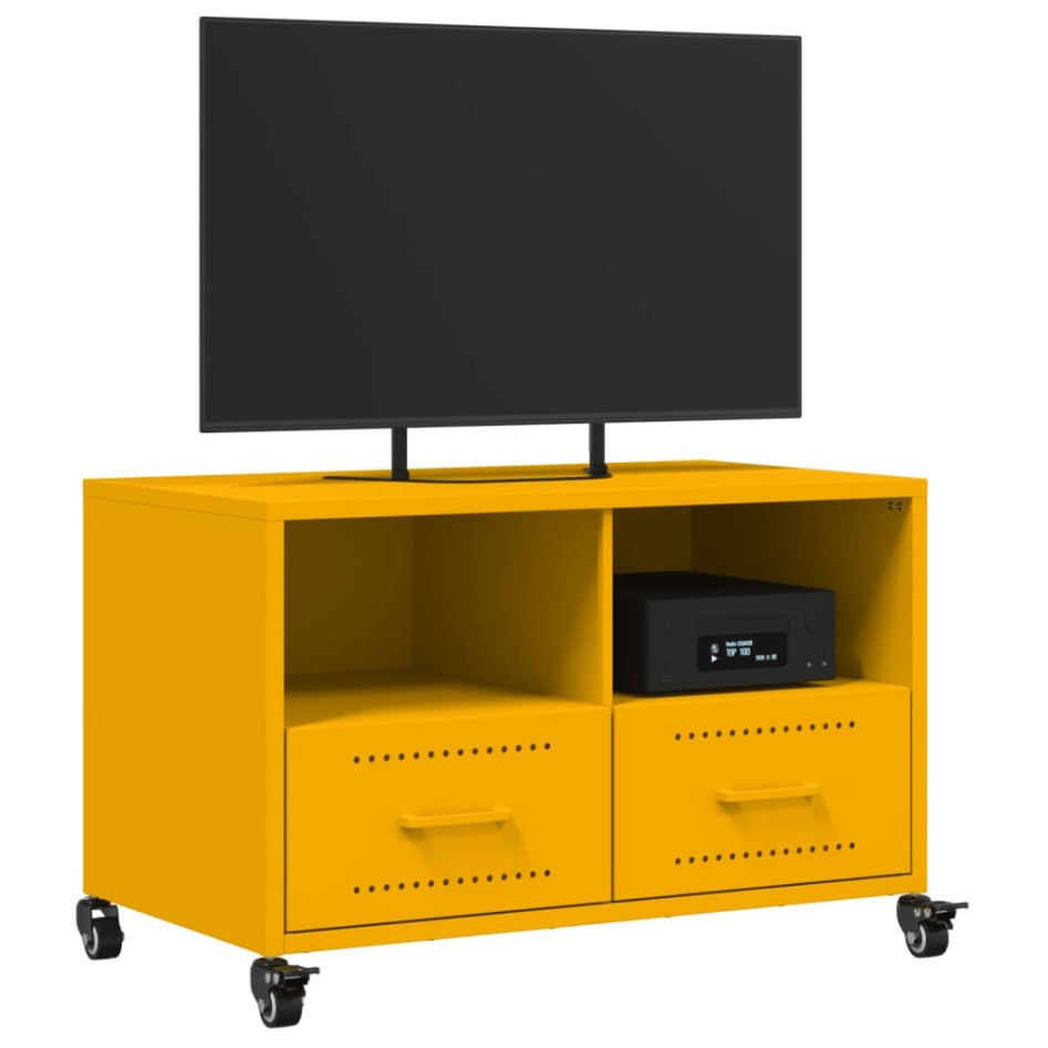 Mueble TV acero laminado en frío amarillo mostaza 68x39x43,5