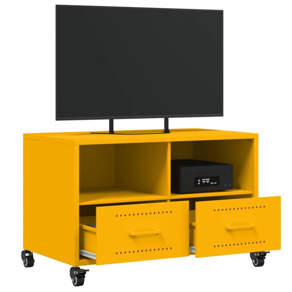 Mueble TV acero laminado en frío amarillo mostaza 68x39x43,5