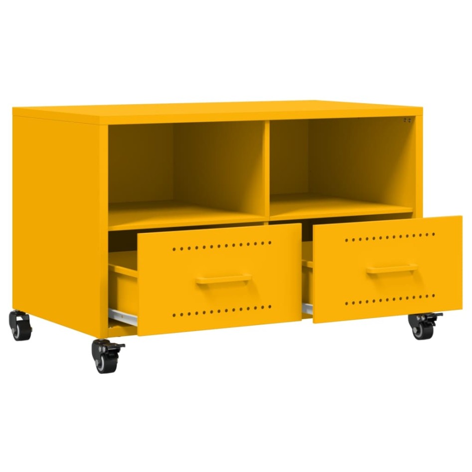 Mueble TV acero laminado en frío amarillo mostaza 68x39x43,5