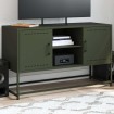 Mueble para TV de acero verde oliva 100,5x39x60,5 cm