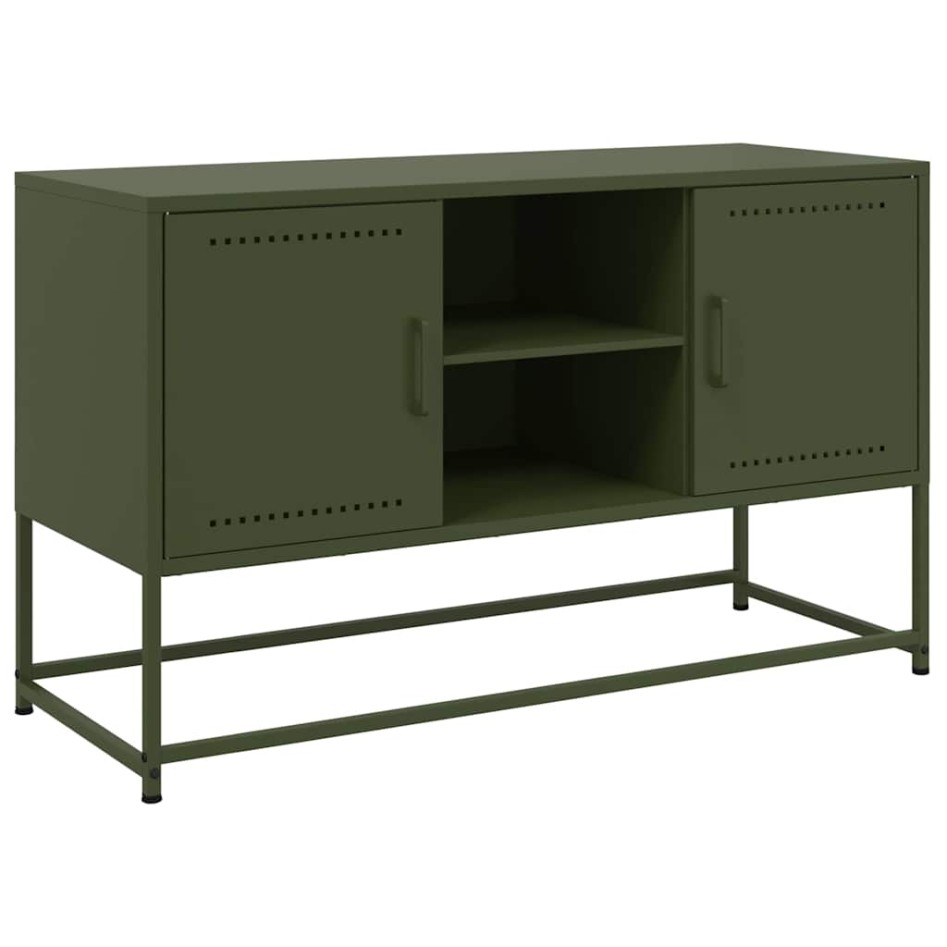 Mueble para TV de acero verde oliva 100,5x39x60,5