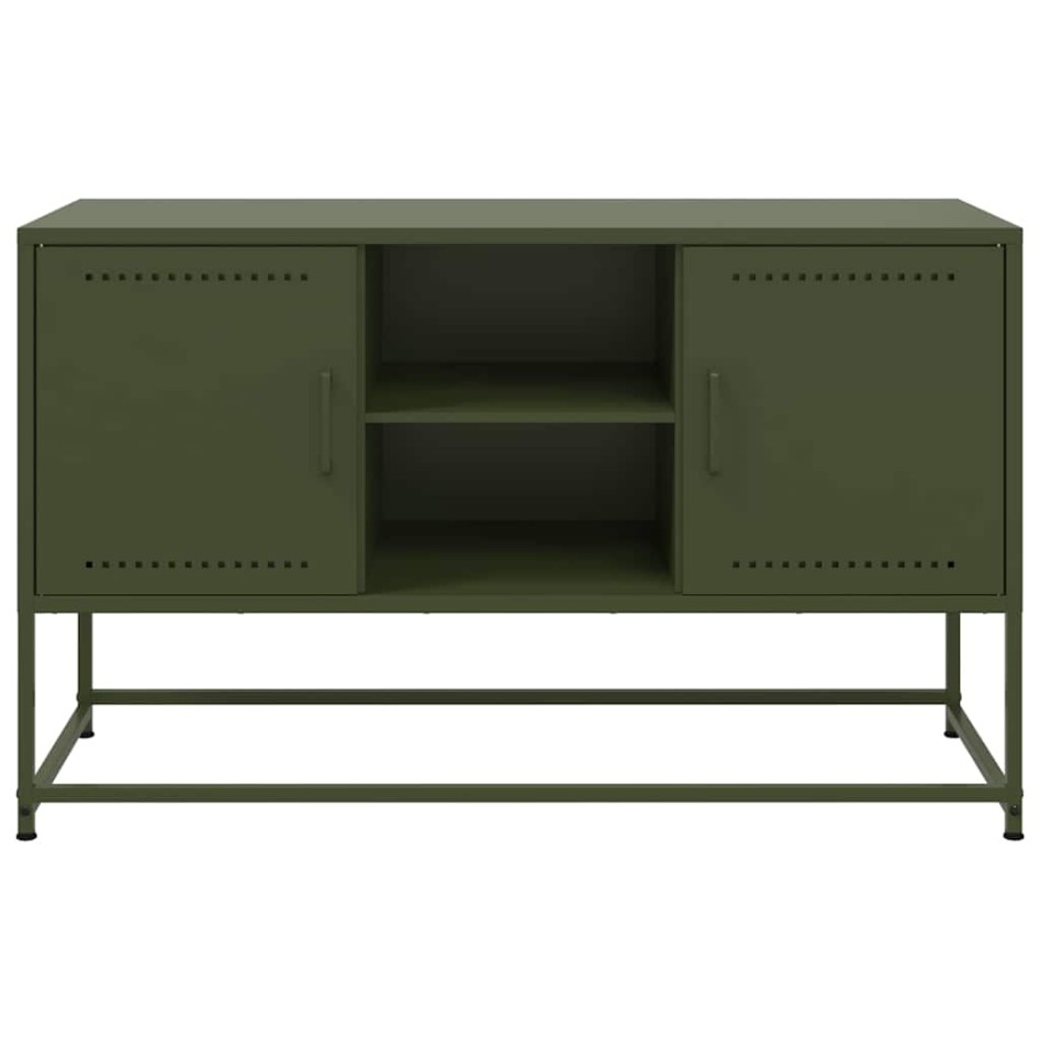 Mueble para TV de acero verde oliva 100,5x39x60,5
