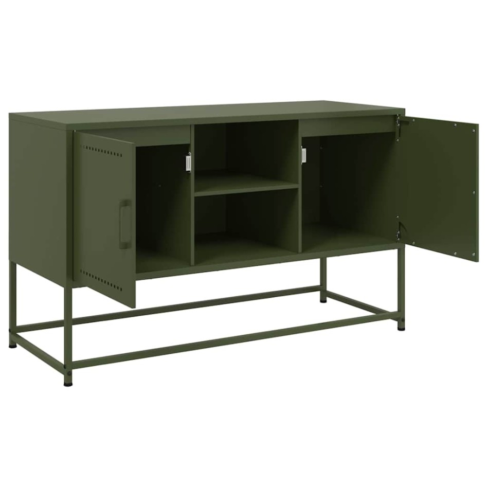 Mueble para TV de acero verde oliva 100,5x39x60,5