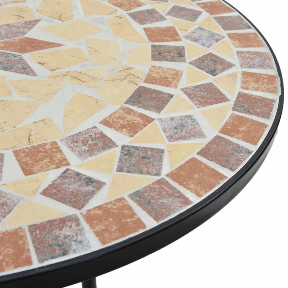 Mesa bistró de mosaico cerámica terracota y blanco Ø50x70