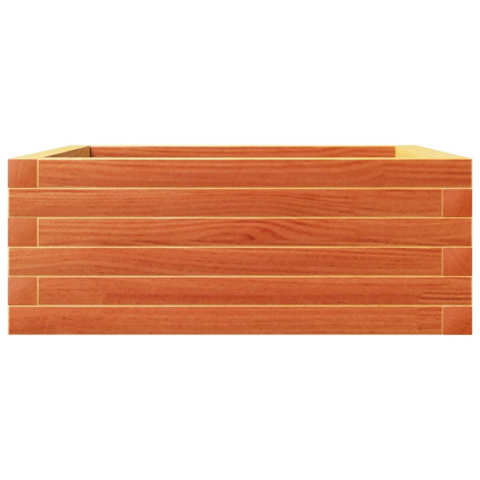Jardinera de madera maciza pino marrón cera 60x60x23