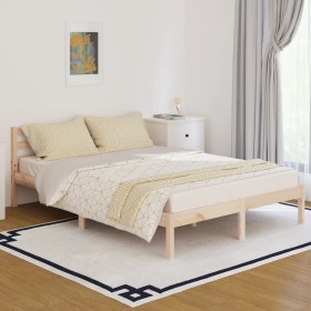 Estructura de cama sin colchón madera maciza de pino 140x200
