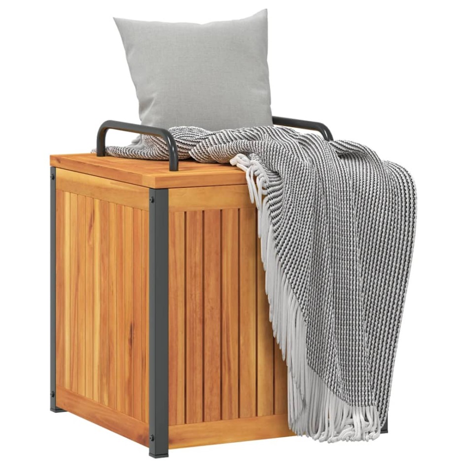Baúl de cojines jardín madera maciza acacia acero