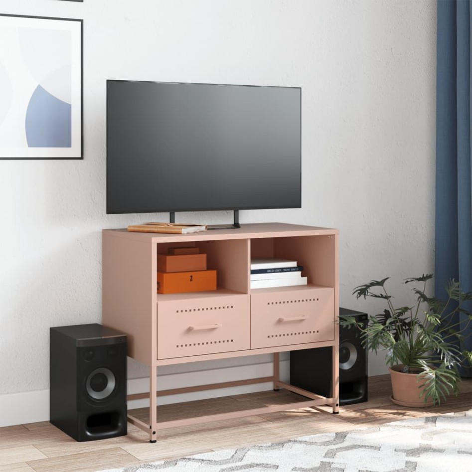 Mueble para TV de acero rosa 68x39x60,5