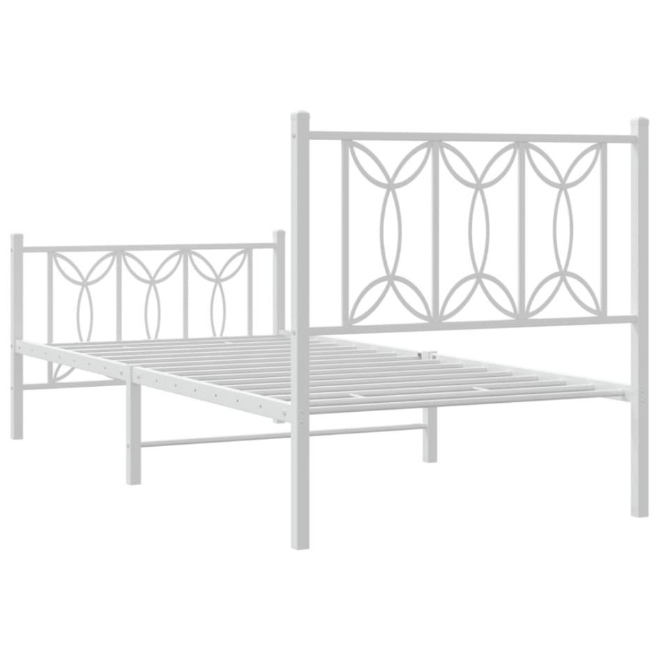 Estructura cama sin colchón con estribo metal blanco 75x190