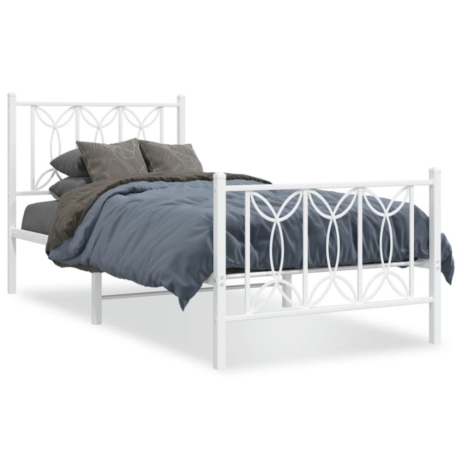 Estructura cama sin colchón con estribo metal blanco 90x190