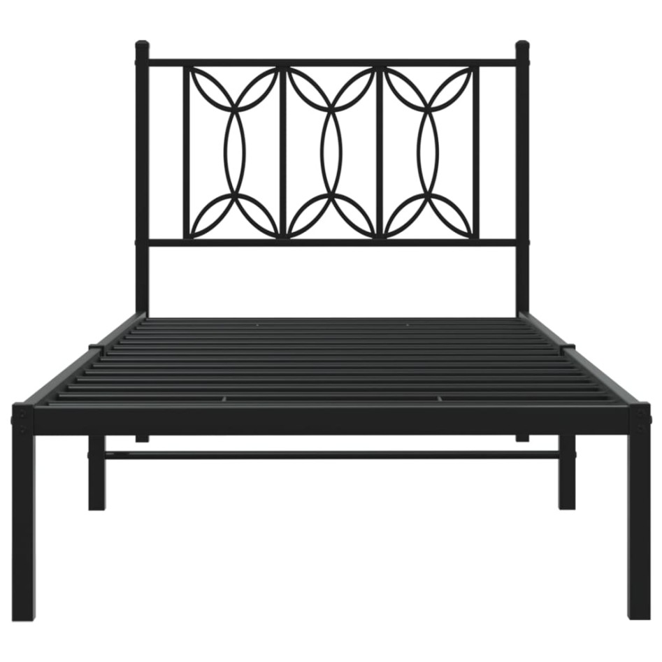 Estructura cama sin colchón con cabecero metal negro 75x190