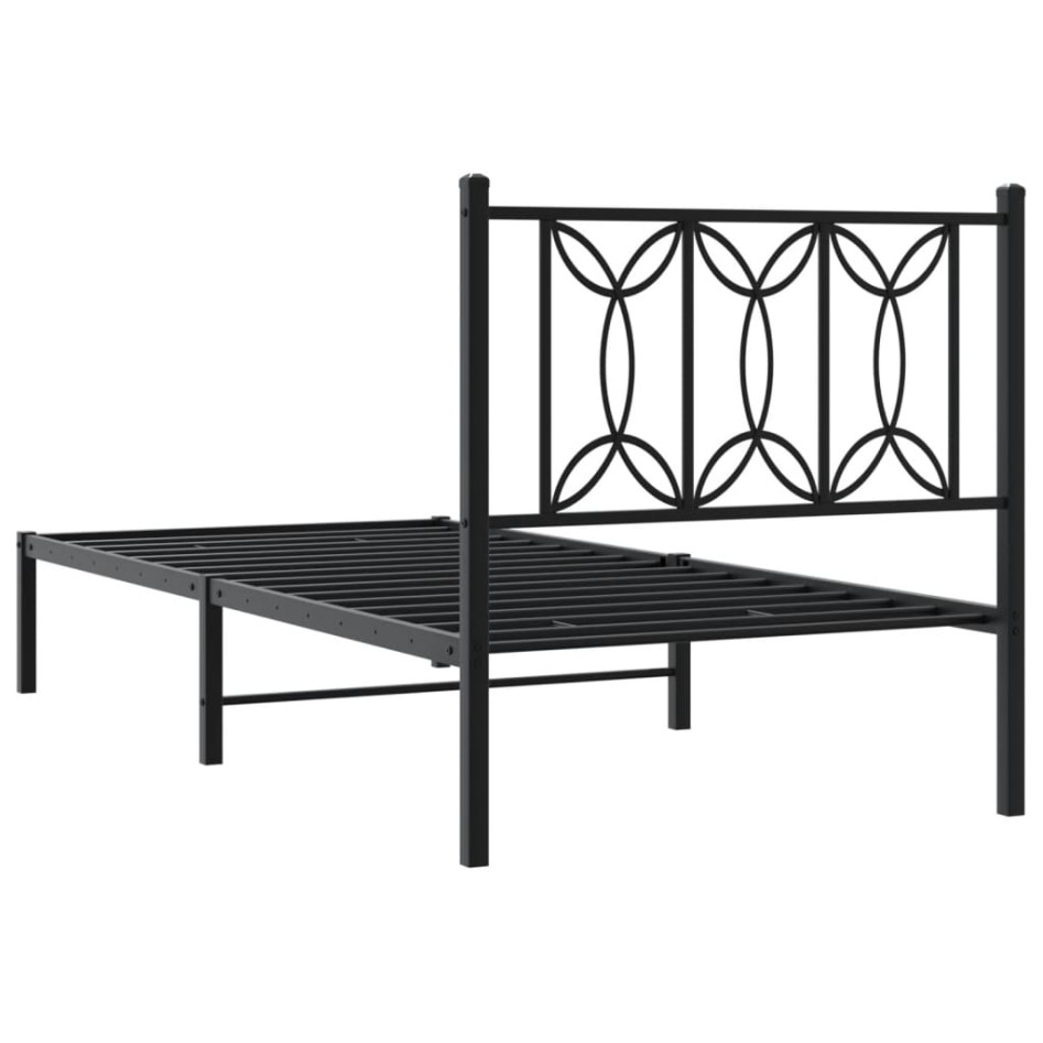 Estructura cama sin colchón con cabecero metal negro 75x190