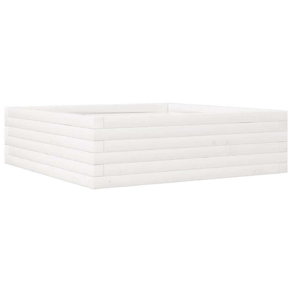 Jardinera de madera maciza de pino blanca 80x80x23