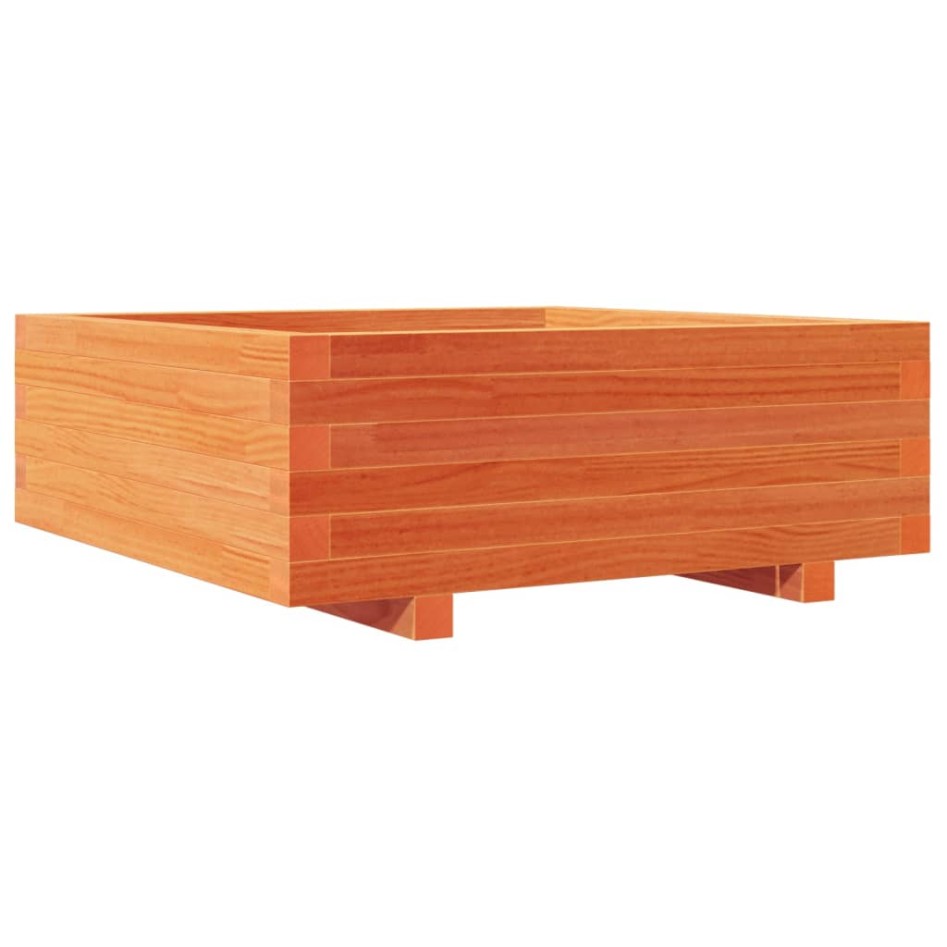 Jardinera de madera maciza de pino marrón cera 70x70x26,5