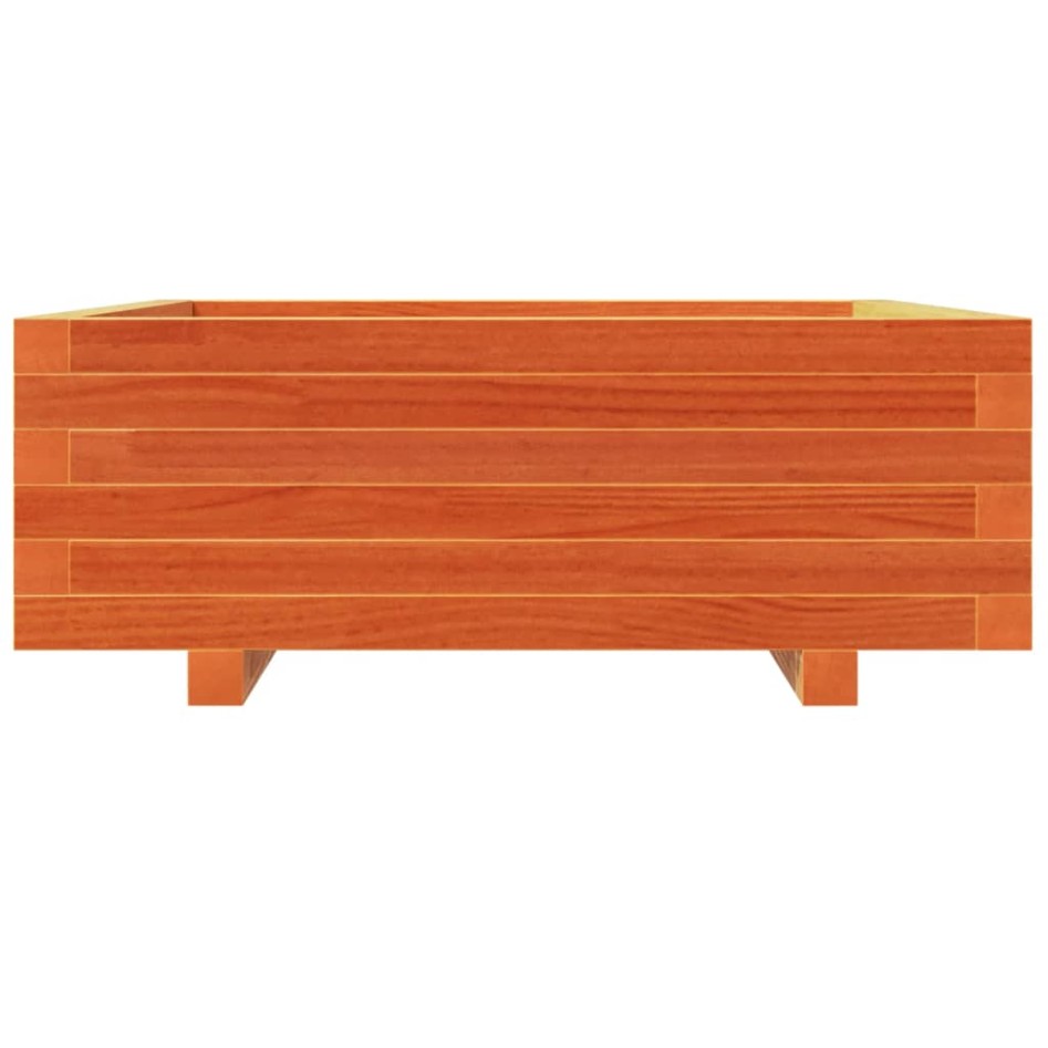 Jardinera de madera maciza de pino marrón cera 70x70x26,5