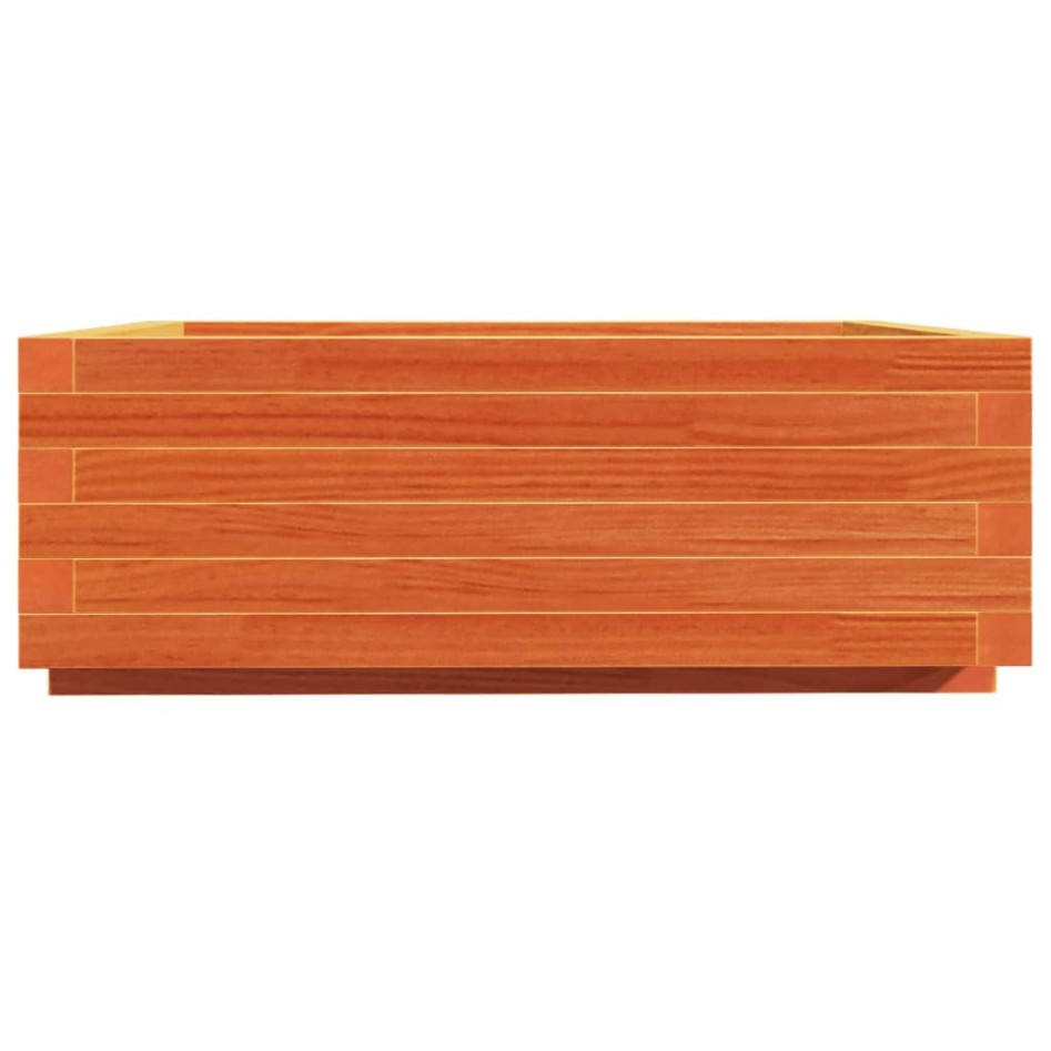 Jardinera de madera maciza de pino marrón cera 70x70x26,5