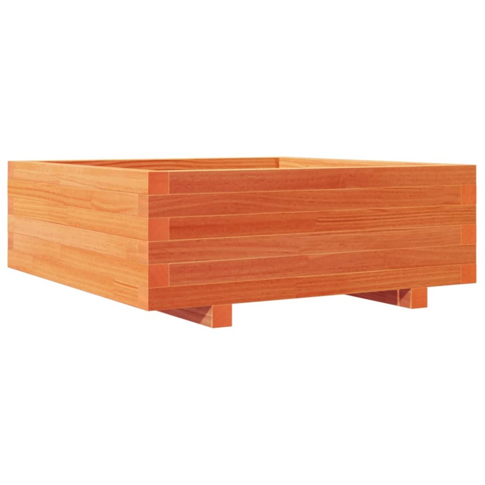 Jardinera de madera maciza de pino marrón cera 70x70x26,5