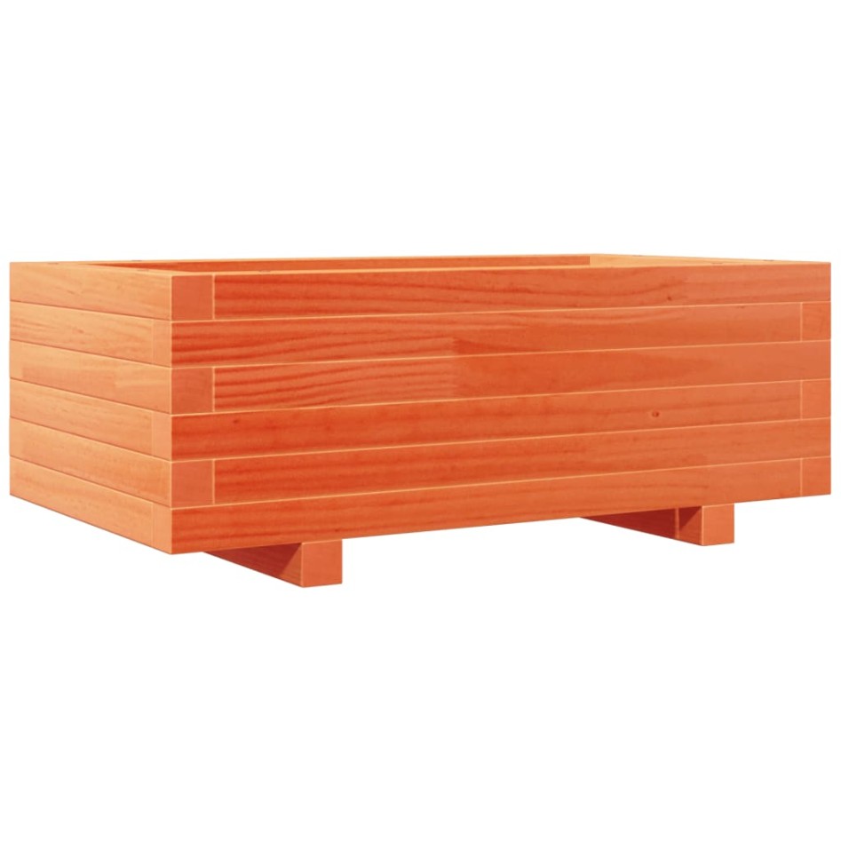 Jardinera de madera maciza de pino marrón cera 70x40x26,5