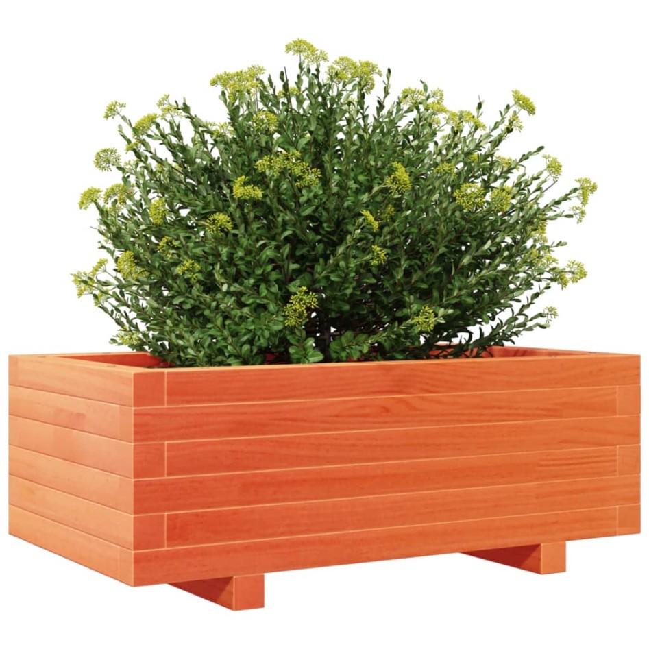 Jardinera de madera maciza de pino marrón cera 70x40x26,5