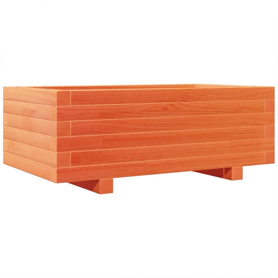 Jardinera de madera maciza de pino marrón cera 70x40x26,5