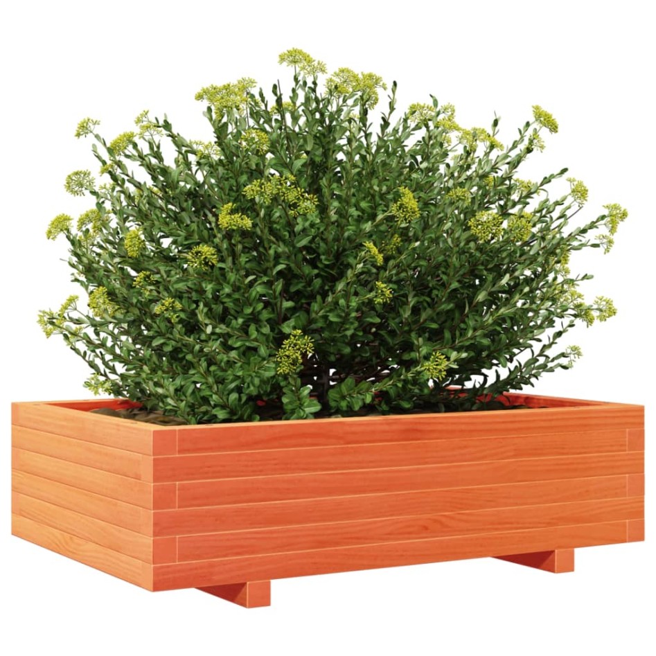 Jardinera de madera maciza de pino marrón cera 90x60x26,5