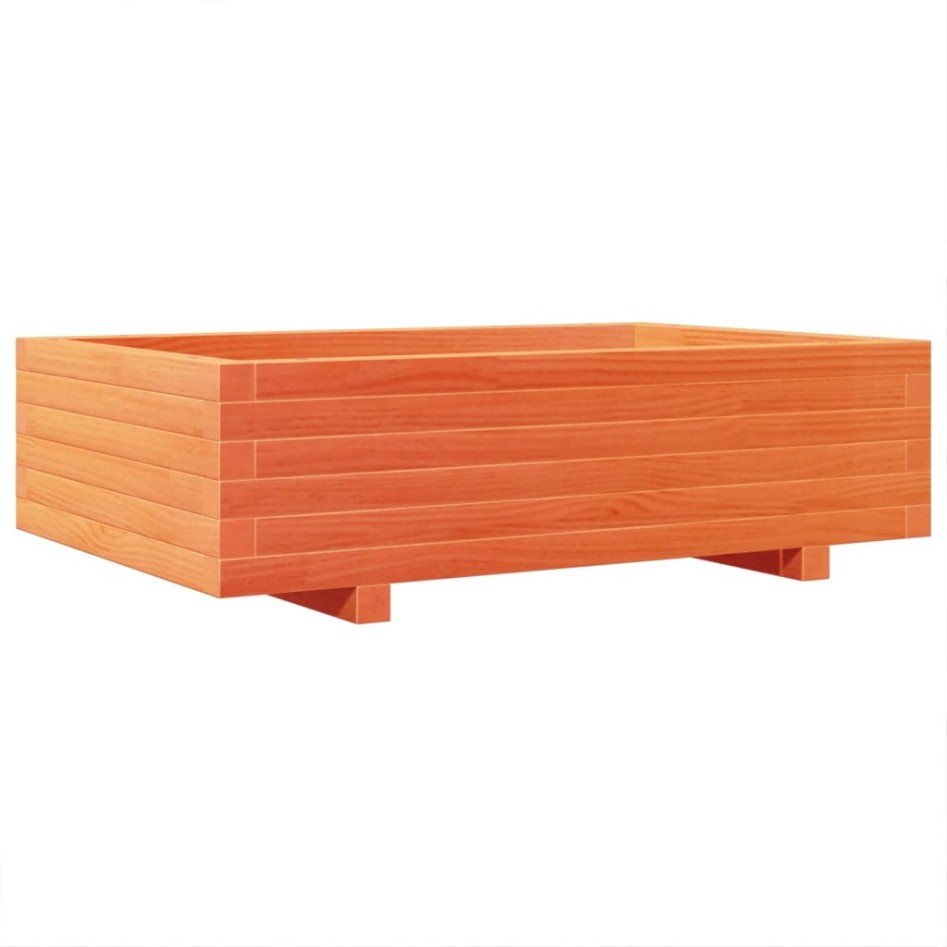 Jardinera de madera maciza de pino marrón cera 90x60x26,5