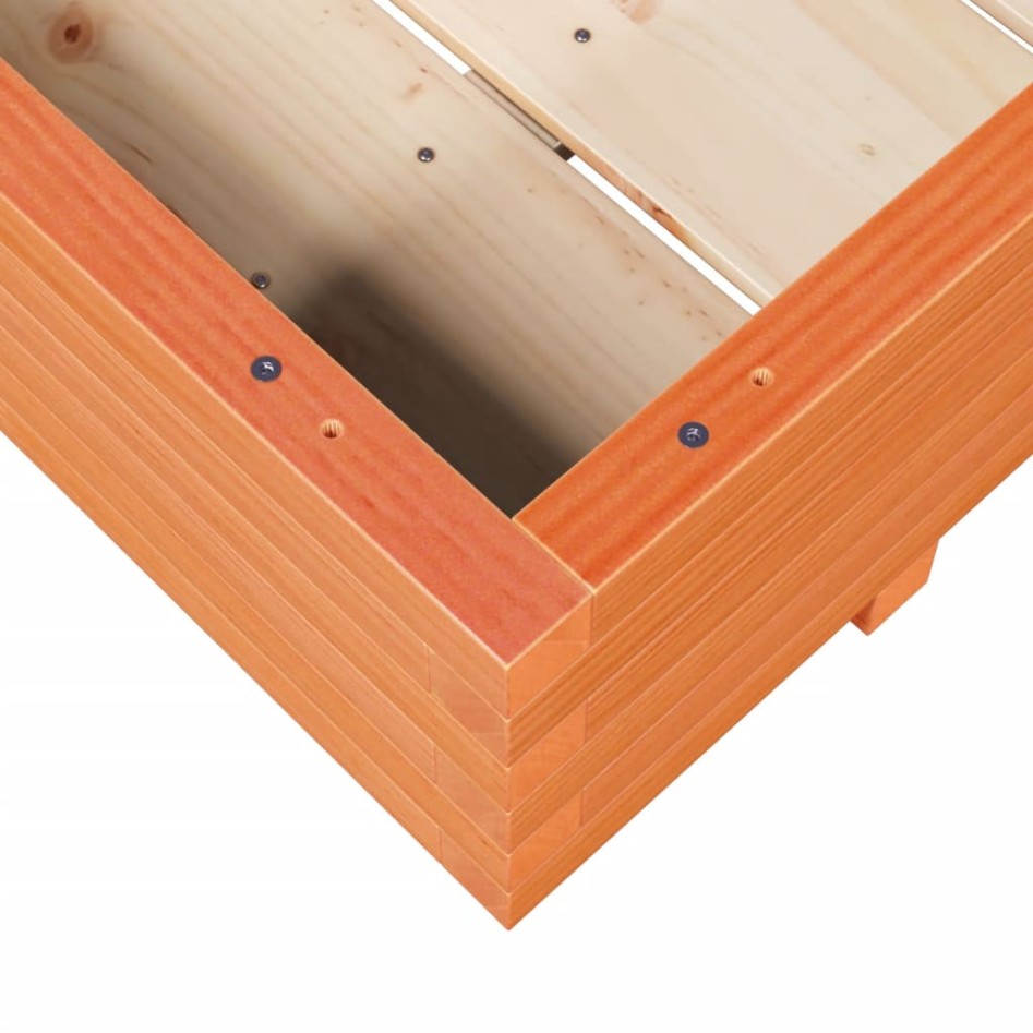 Jardinera de madera maciza de pino marrón cera 90x60x26,5