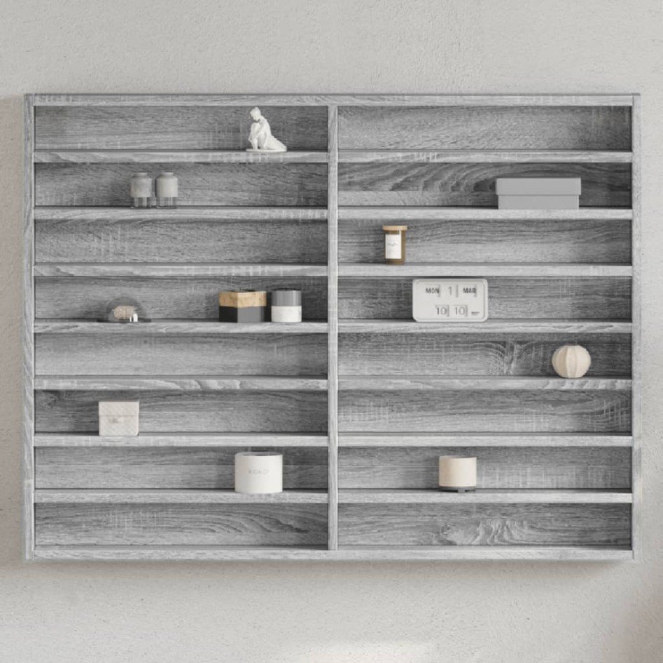 Vitrina de madera de ingeniería gris Sonoma 100x8,5x75