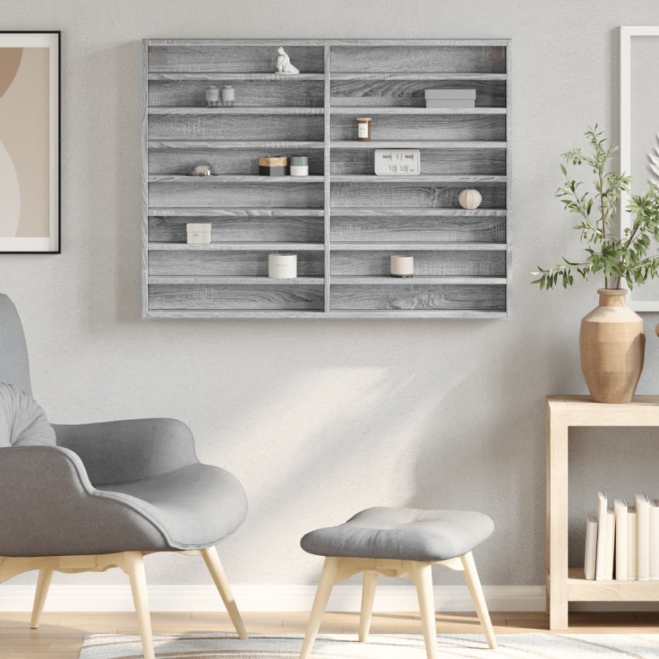 Vitrina de madera de ingeniería gris Sonoma 100x8,5x75